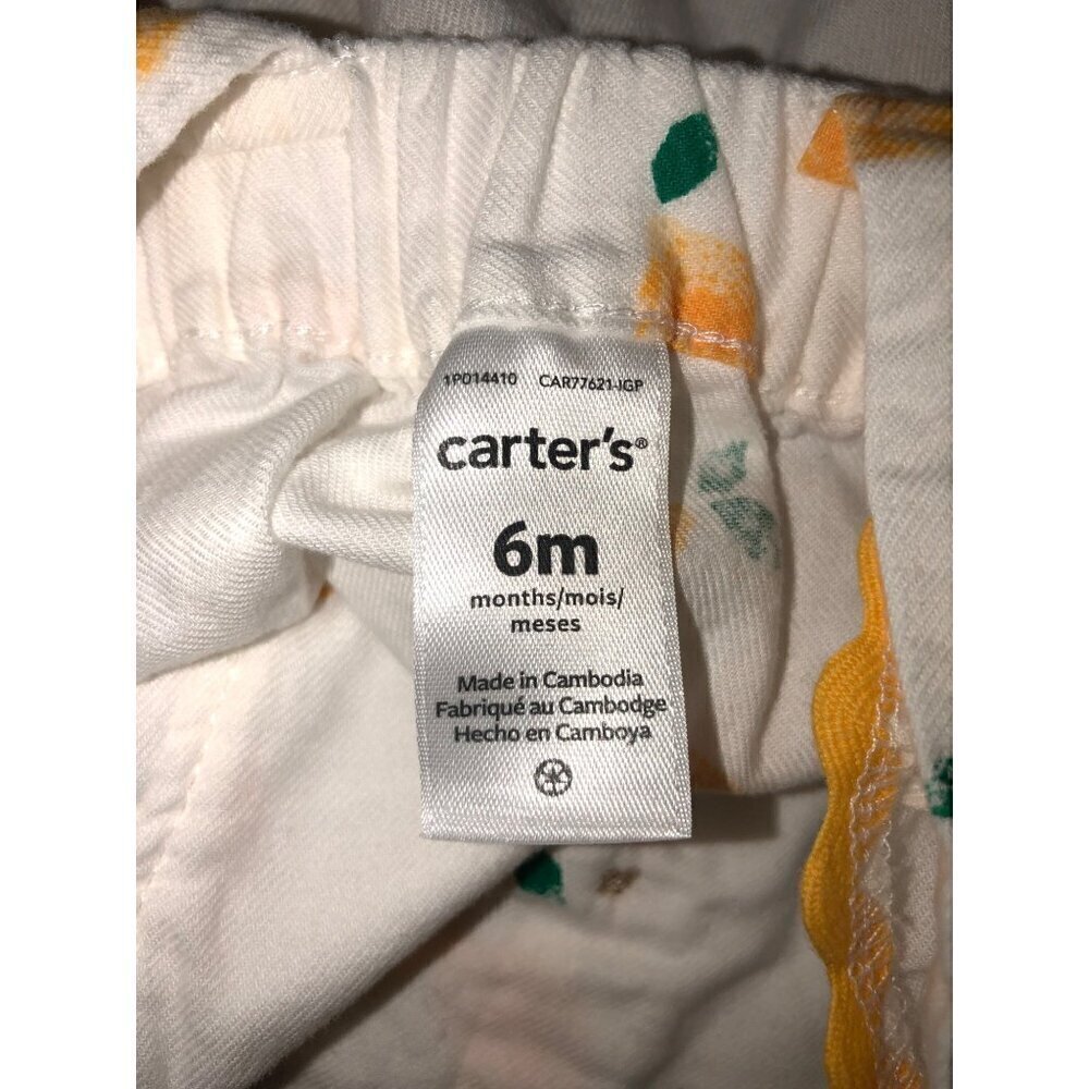 Carters Baby Dress Size 6M Lemon Print Ruffles Cotton Buttons Ric Rac Summer - Picture 3 of 3